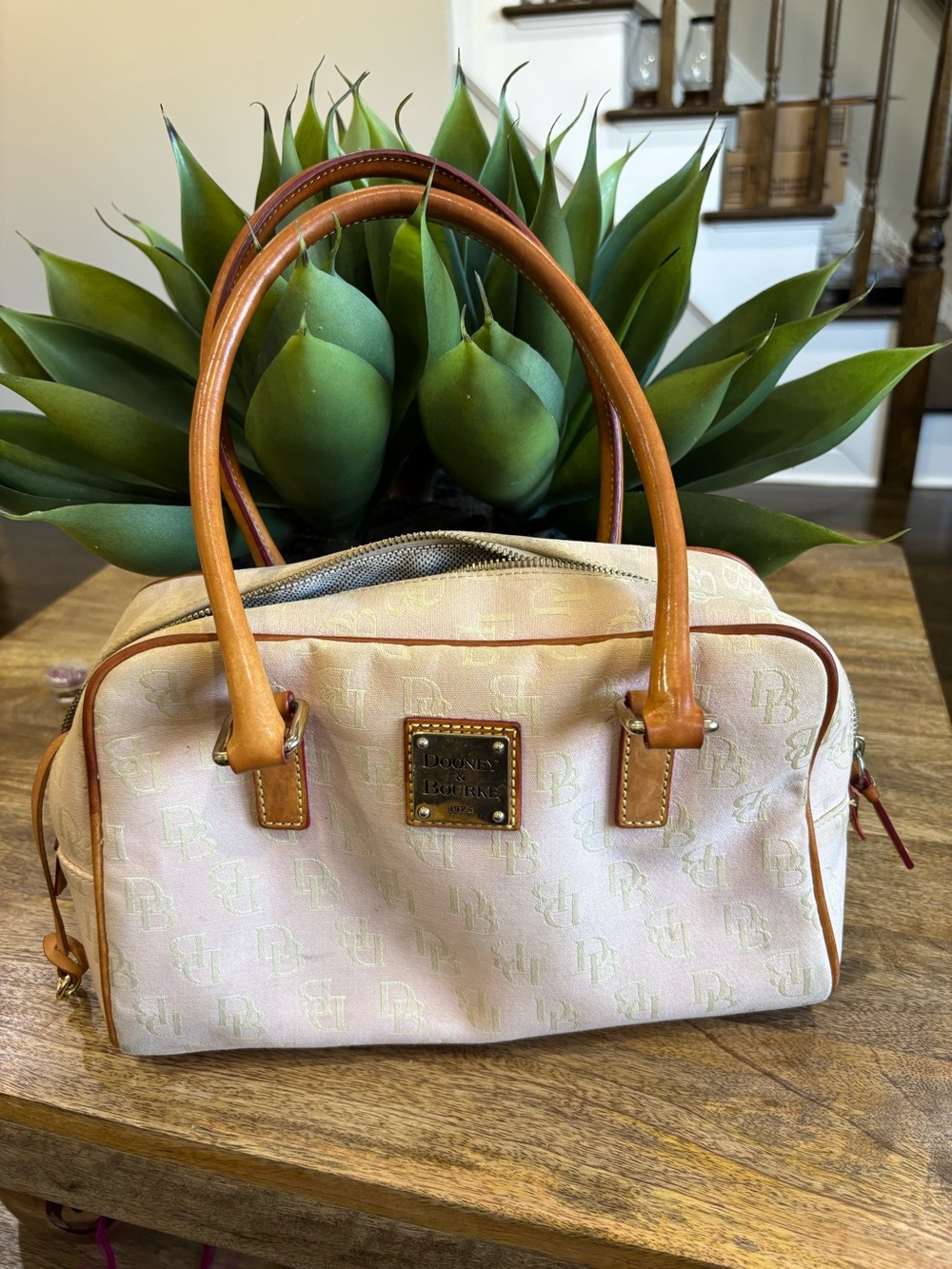 Vintage Dooney & Bourke Cream Logo Satchel